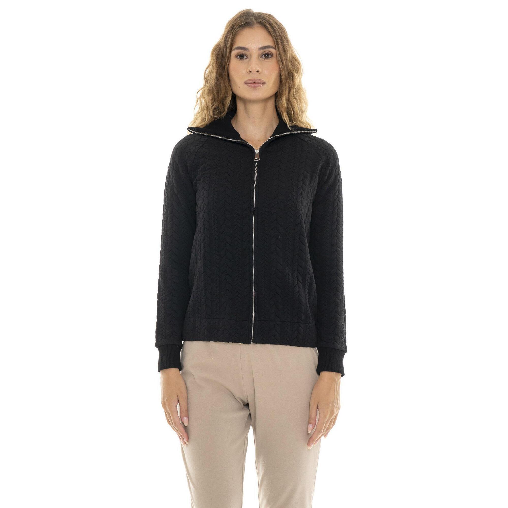 Leone 1947 Apparel - Sweat Femme Hiver Avec Zip Et Col Montant Torsadé "relaxed" - Sweat-shirt - Noir - Decathlon