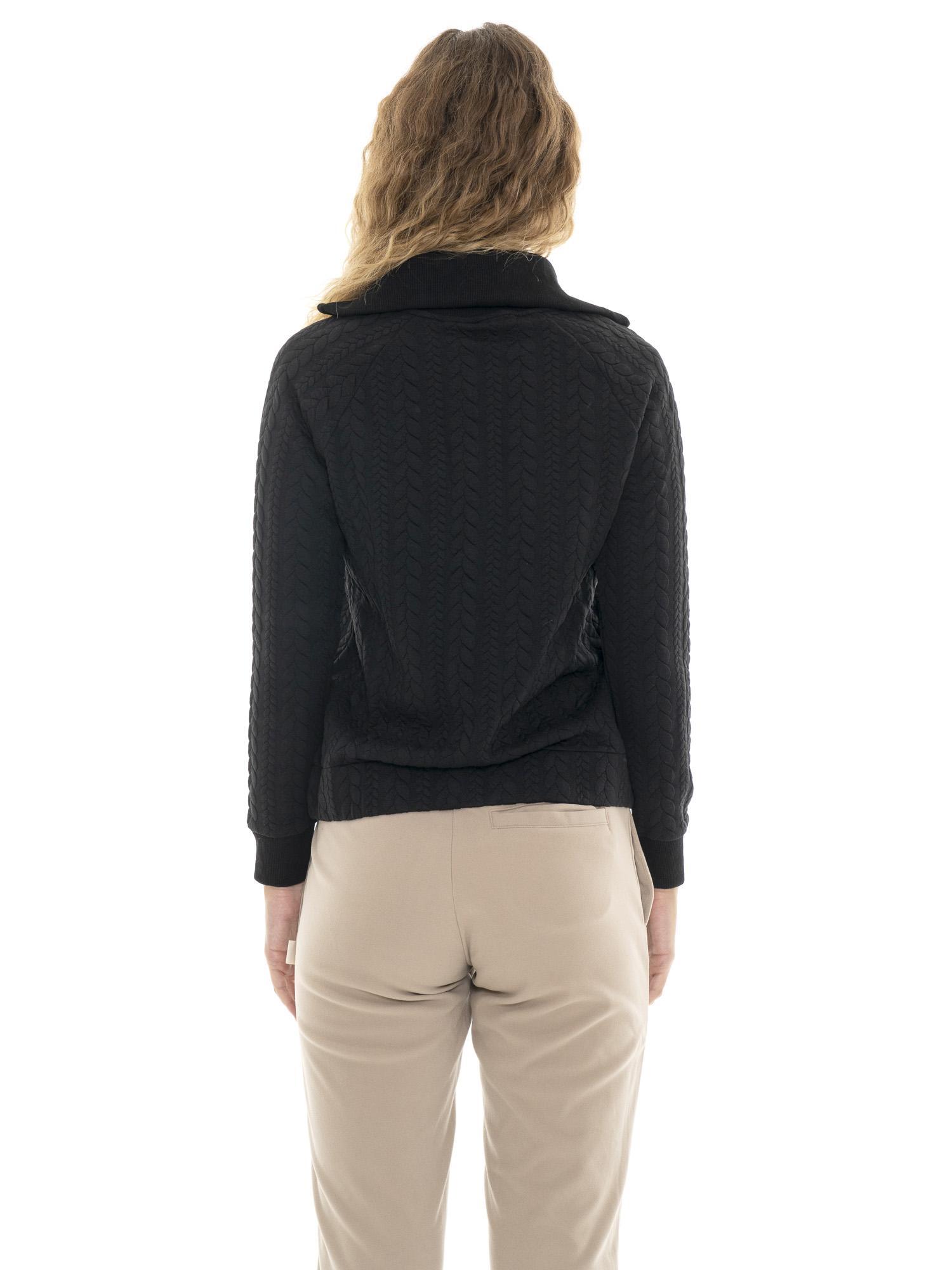 Blusas de moletom femininas de inverno com zíper e gola alta trançada "Relaxed" 4/7