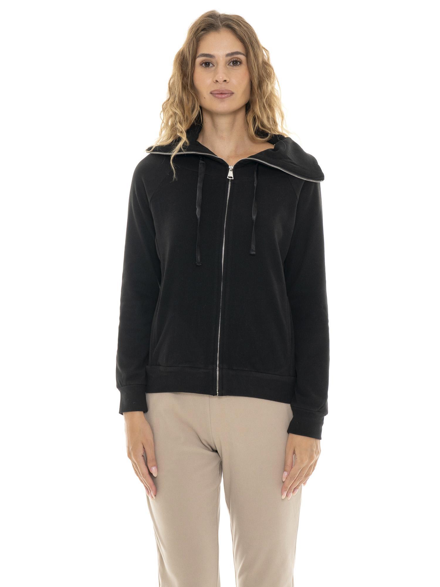 Sudadera de mujer de invierno con capucha, cremallera y mangas raglán "Relaxed" 6/7