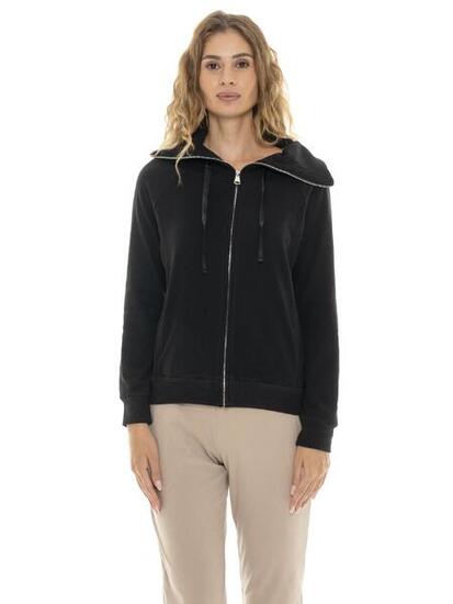 Felpa da donna invernale con cappuccio e zip e maniche raglan "Relaxed