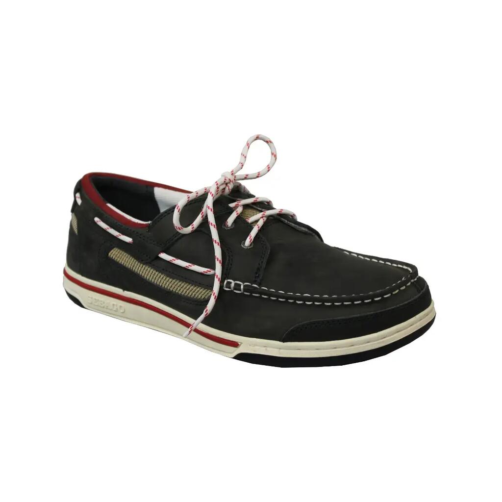 Triton Three-Eye Boat Shoes for Men, Navy Blue Nubuck