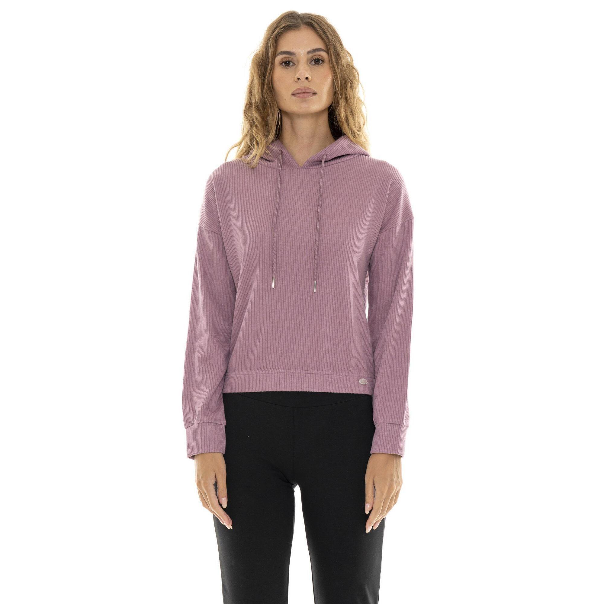 Leone 1947 Apparel - Sweat Femme Hiver Fines Côtes À Capuche "pearl" - Sweat-shirt - Violet - Decathlon