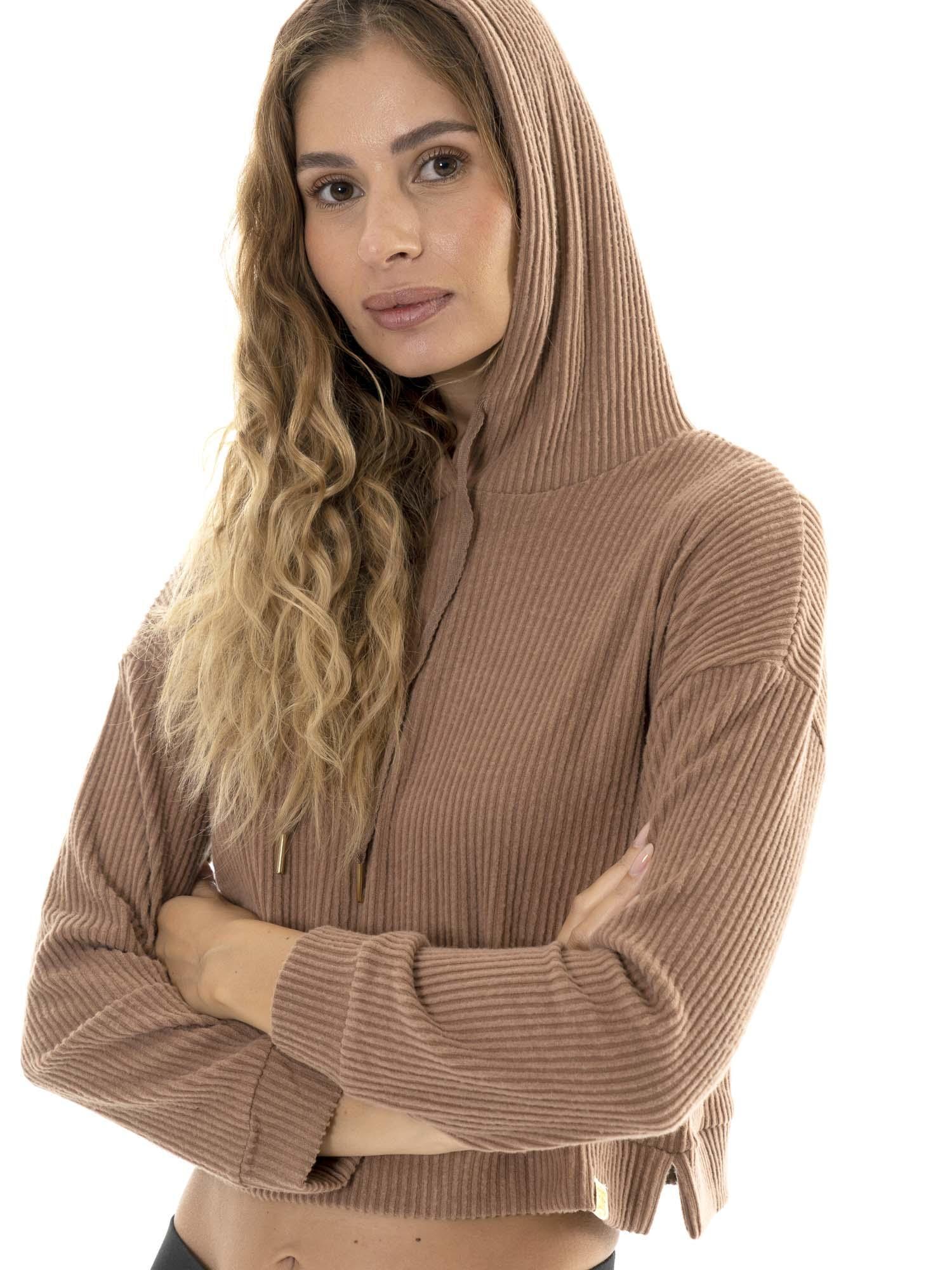 Damskie zimowe bluzy z kapturem z prążkowanego materiału "Relaxed" 5/7