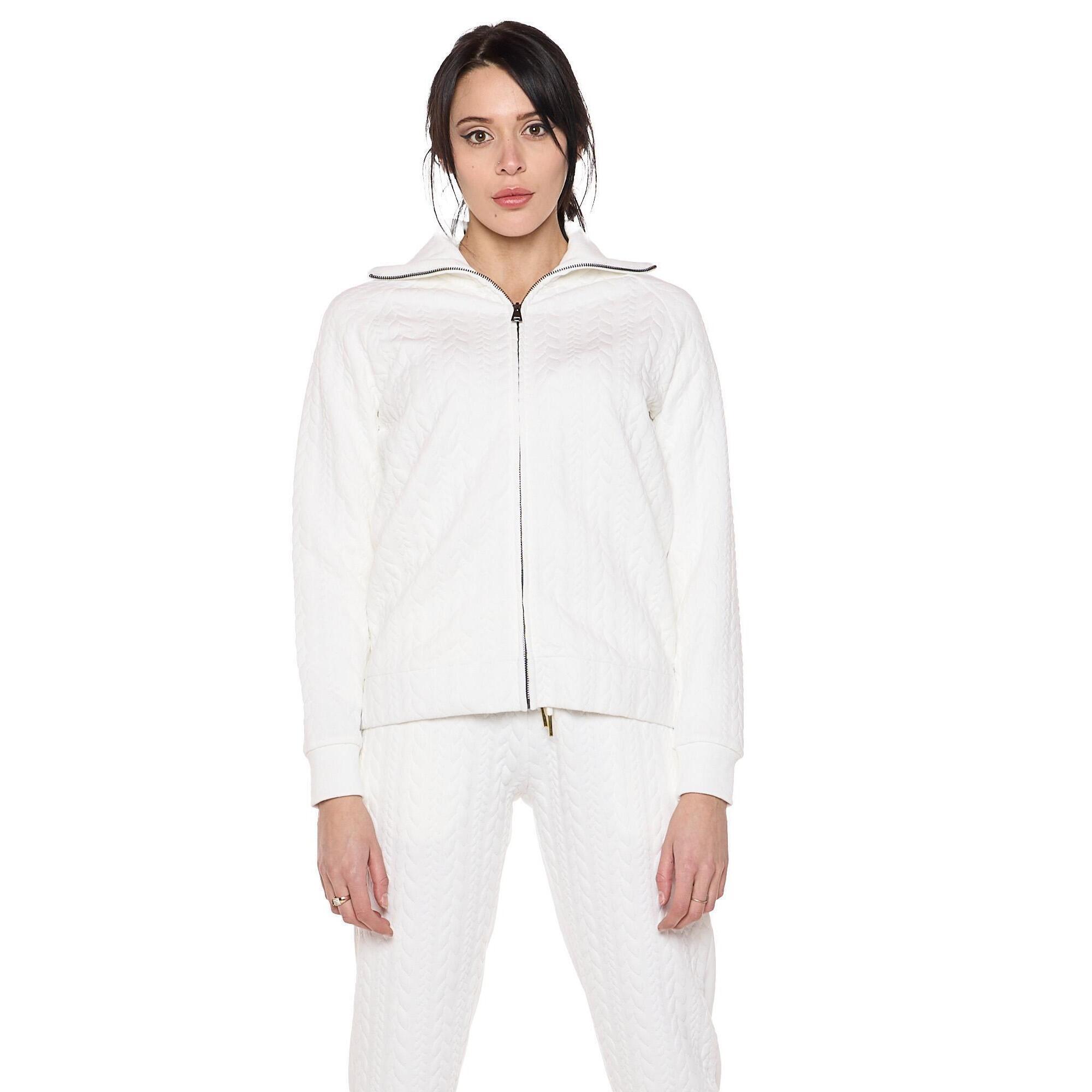 Leone 1947 Apparel - Sweat Femme Hiver Avec Zip Et Col Montant Torsadé "relaxed" - Sweat-shirt - Blanc - Decathlon