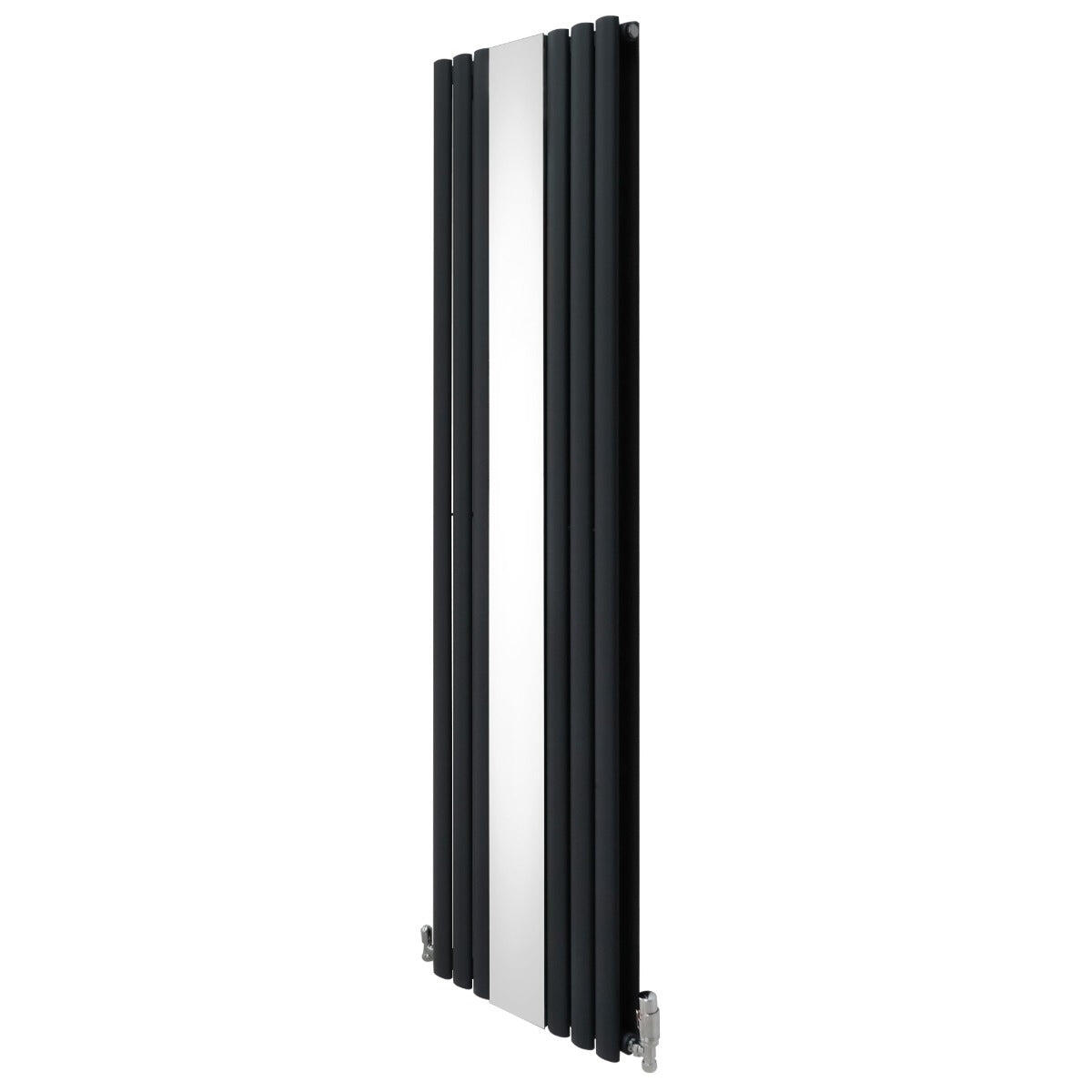 MONSTER Oval Mirror Radiator & Valves - 1800mm x 500mm - Anthracite Grey