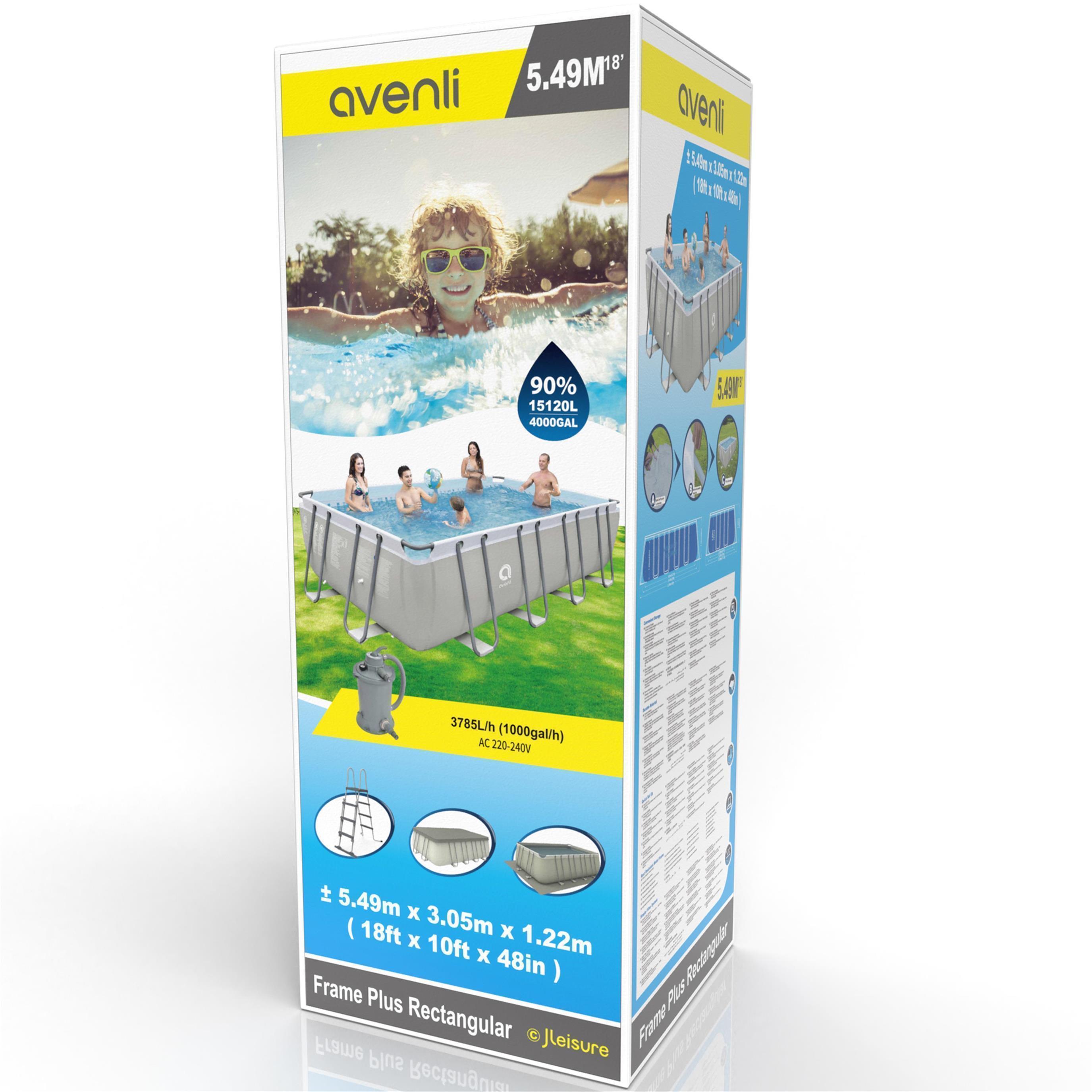 Frame Pool Komplettset 549x305x122cm grau mit Sandfilter & Sicherheitsleiter 2/8