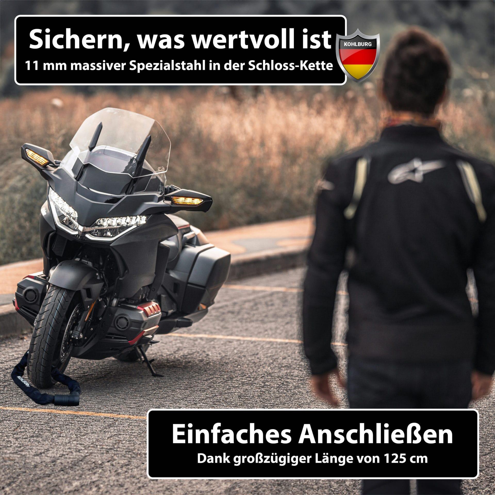 Massives Kettenschloss 125cm lang [Bolzenschneider-sicher] mit höchstem Level 15 2/7