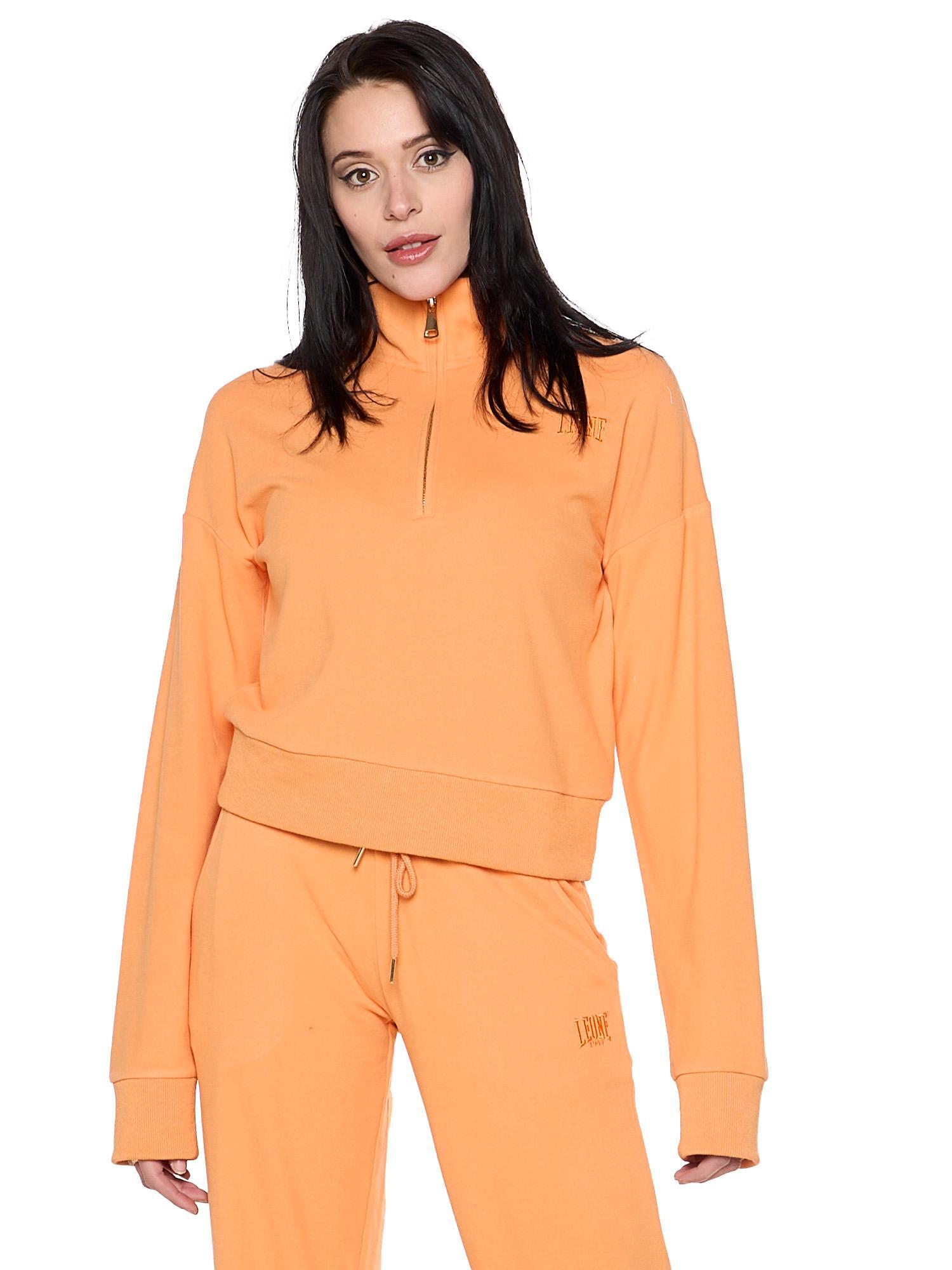 Sweat-shirt court d'hiver femme "Relaxed" à col montant et demi-zip 1/7