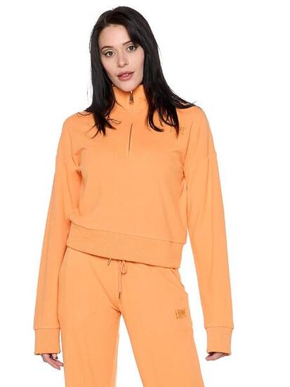 Felpa crop da donna invernale a collo alto e mezza zip "Relaxed