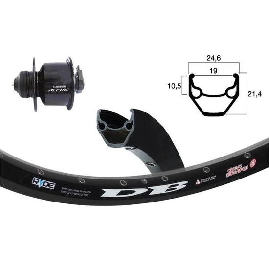 Roue de vélo avant 36 trous Exal Alfine ZAC 2000