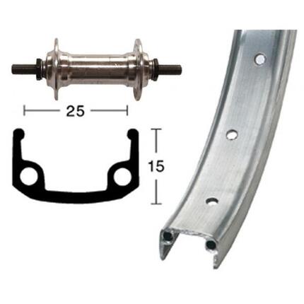 Bike-Parts Roue avant 24x1,90 pouce argent - moyeu alu avec axe fixe, 36 ...