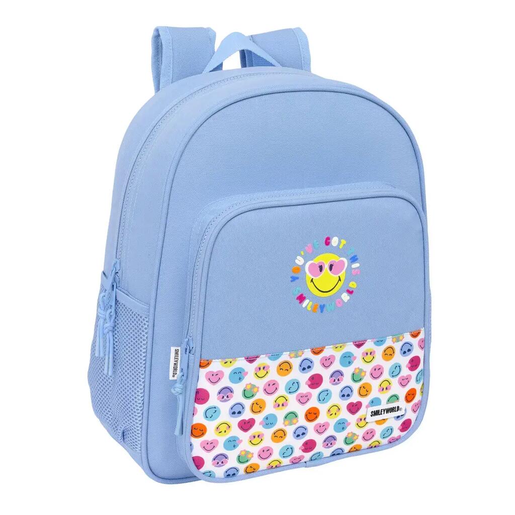 School Bag Smiley Joyful Blue