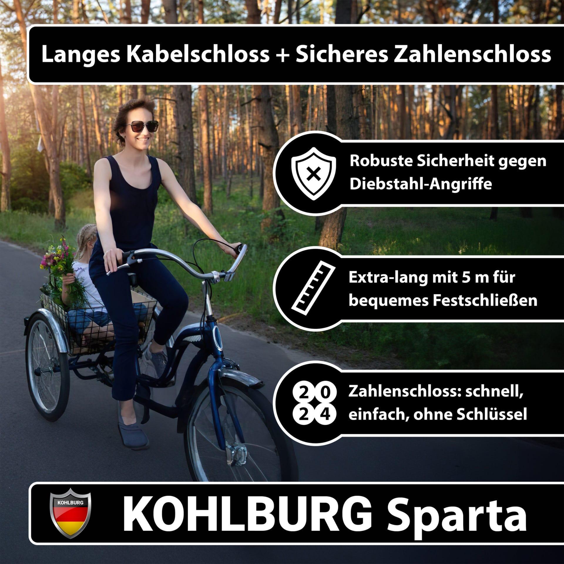 Kabelschloss 5 Meter lang mit Zahlenkombination • 500cm Zahlenschloss 7/7