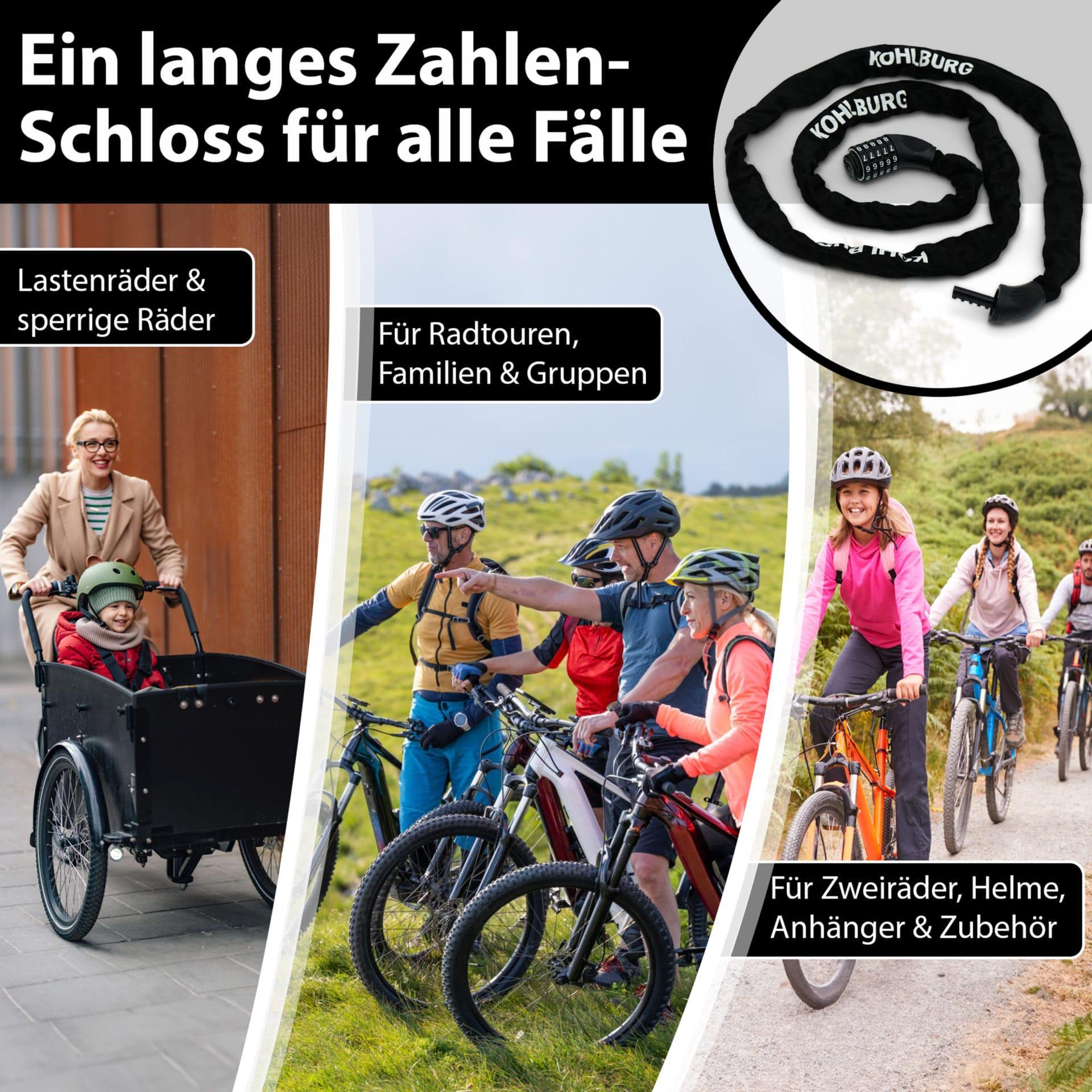 Zahlenschloss 200 cm lang - Kettenschloss aus 6mm Spezialstahl mit Zahlencode 6/7