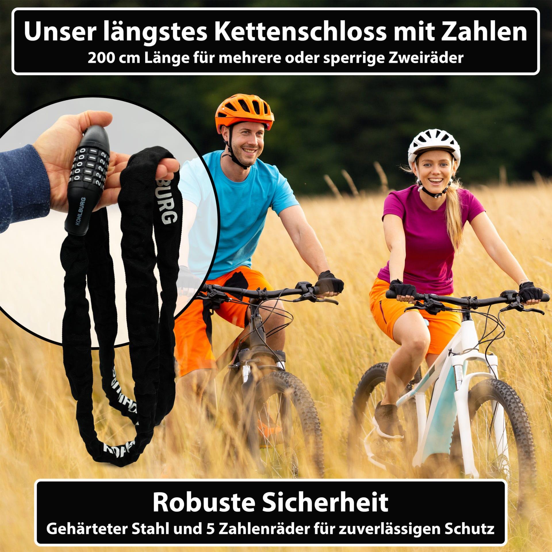Zahlenschloss 200 cm lang - Kettenschloss aus 6mm Spezialstahl mit Zahlencode 2/7