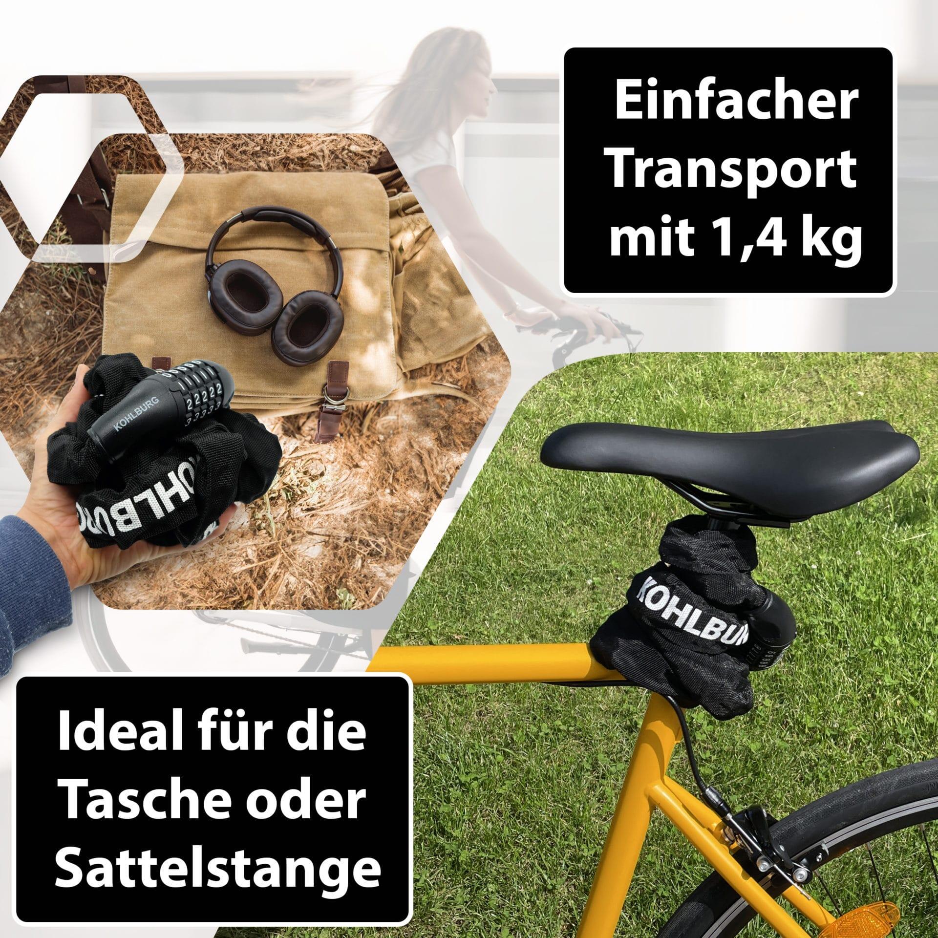 Zahlenschloss 200 cm lang - Kettenschloss aus 6mm Spezialstahl mit Zahlencode 5/7