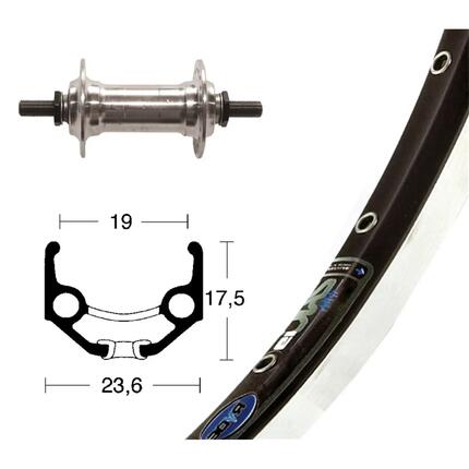Roue de vélo Wiener Winora ZAC 19 AXE 36 TR 100