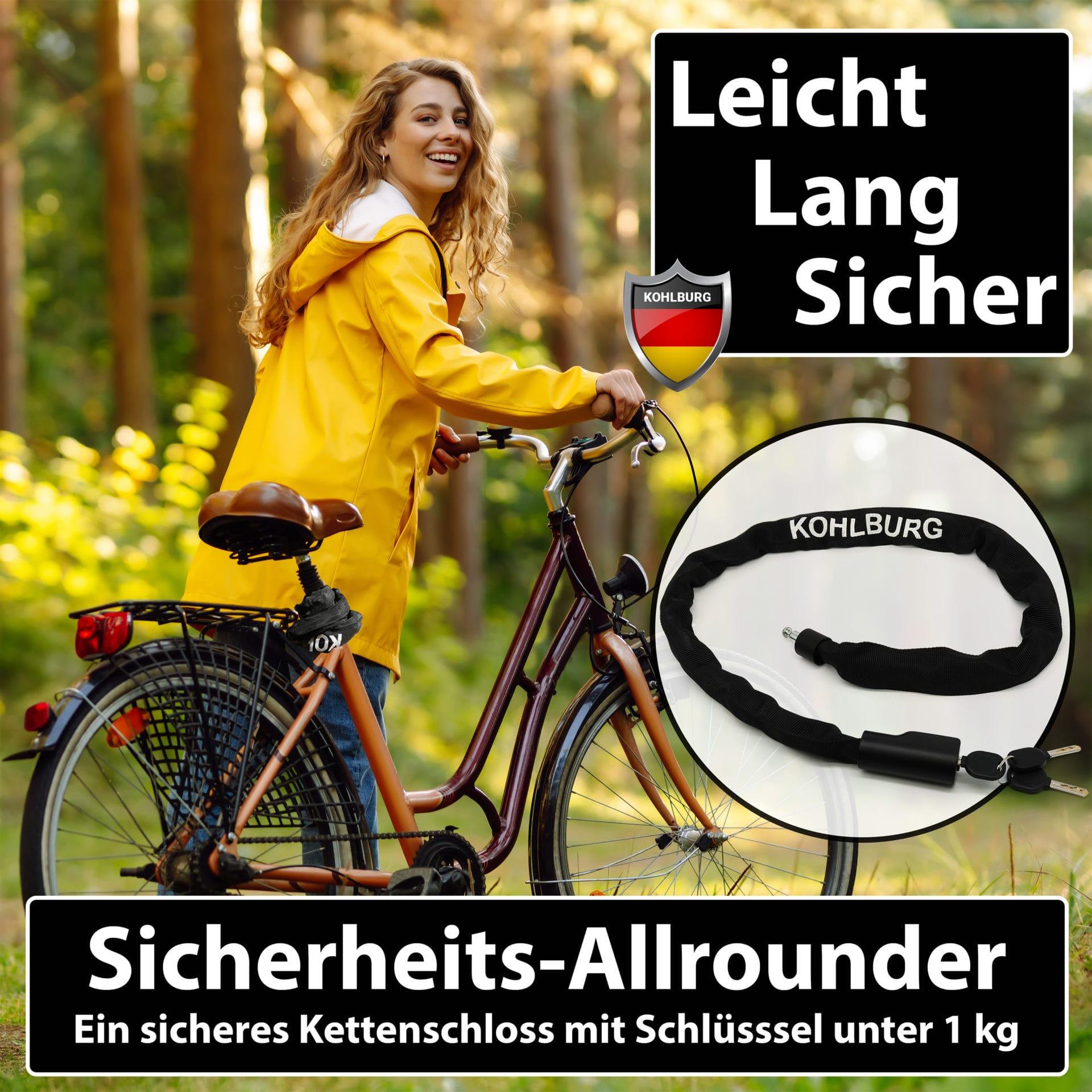 Fahrrad Kettenschloss [103cm lang, 6mm starke Titan-Stahl Kette, zuklickbar] 2/7