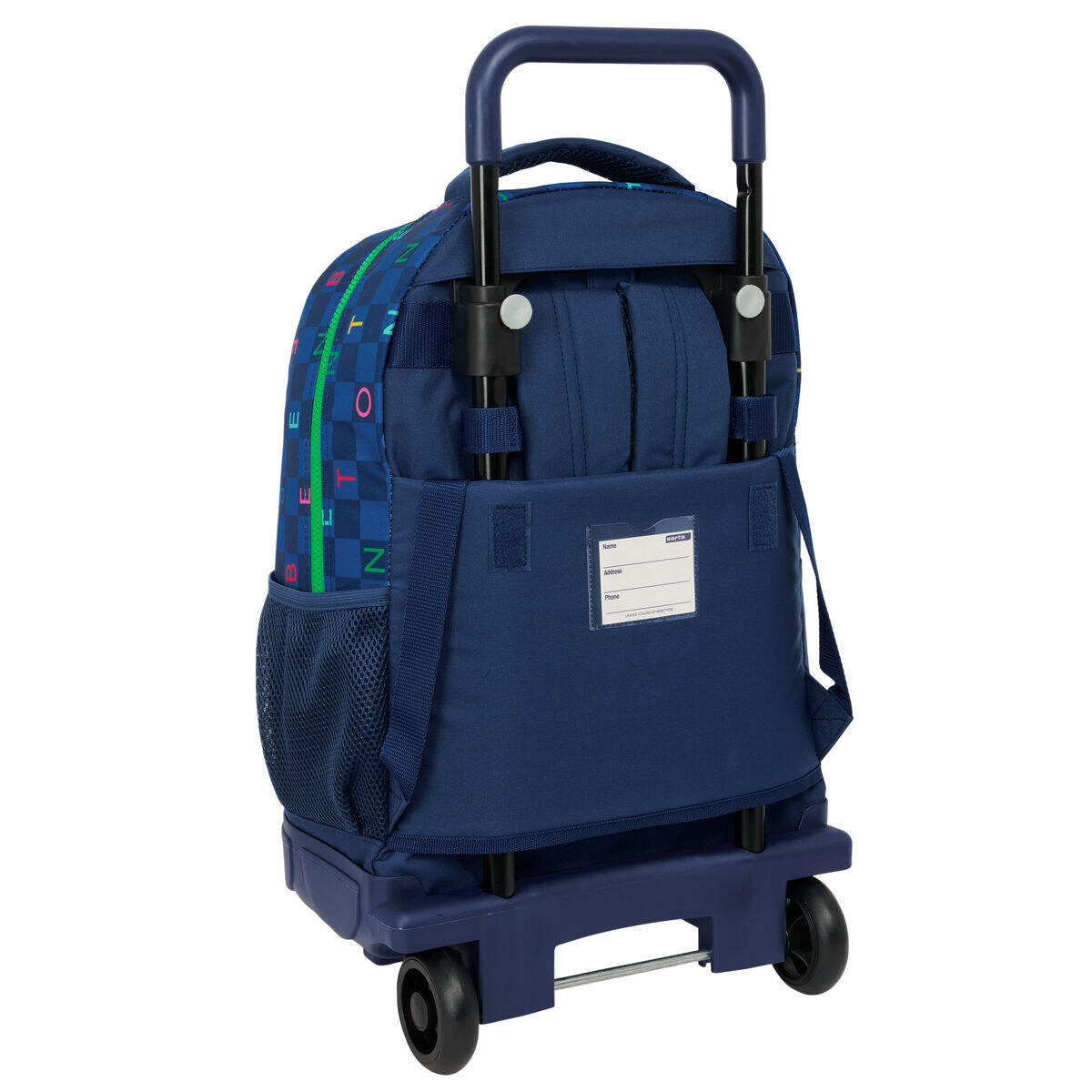 Mochila Escolar con Ruedas Benetton Damero Azul marino 2/3