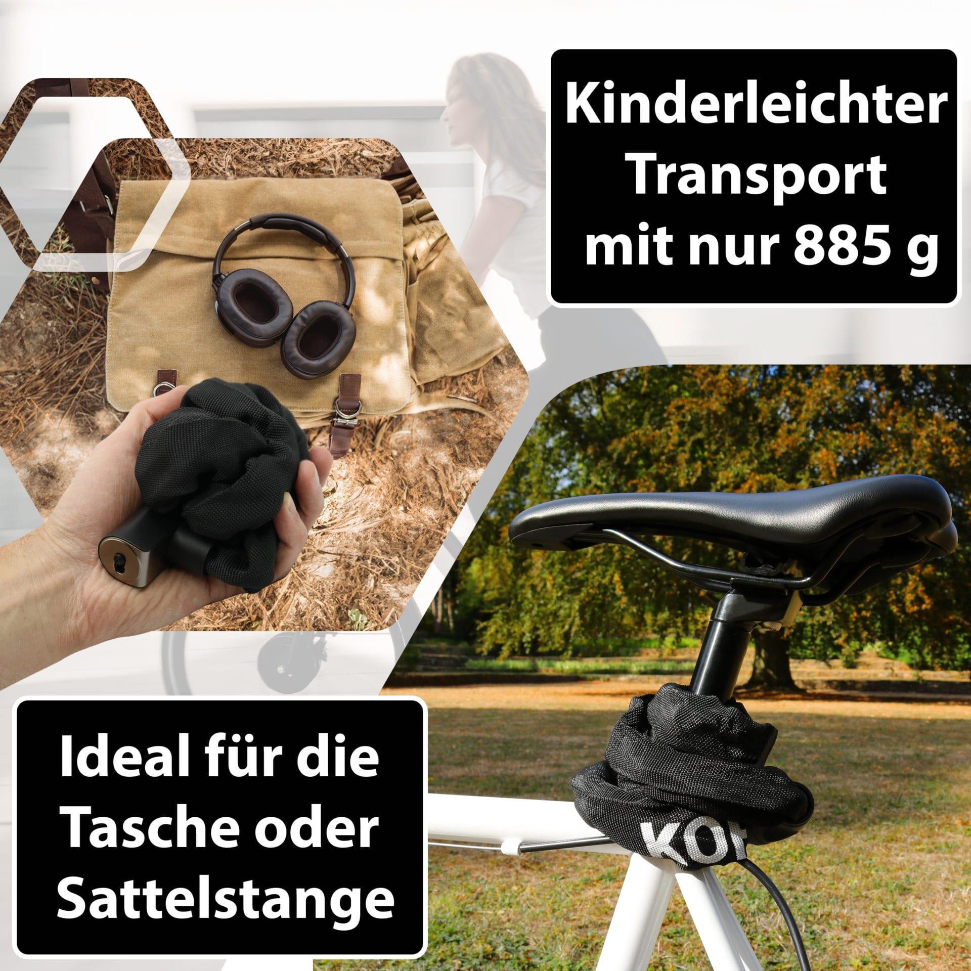 Fahrrad Kettenschloss [103cm lang, 6mm starke Titan-Stahl Kette, zuklickbar] 5/7