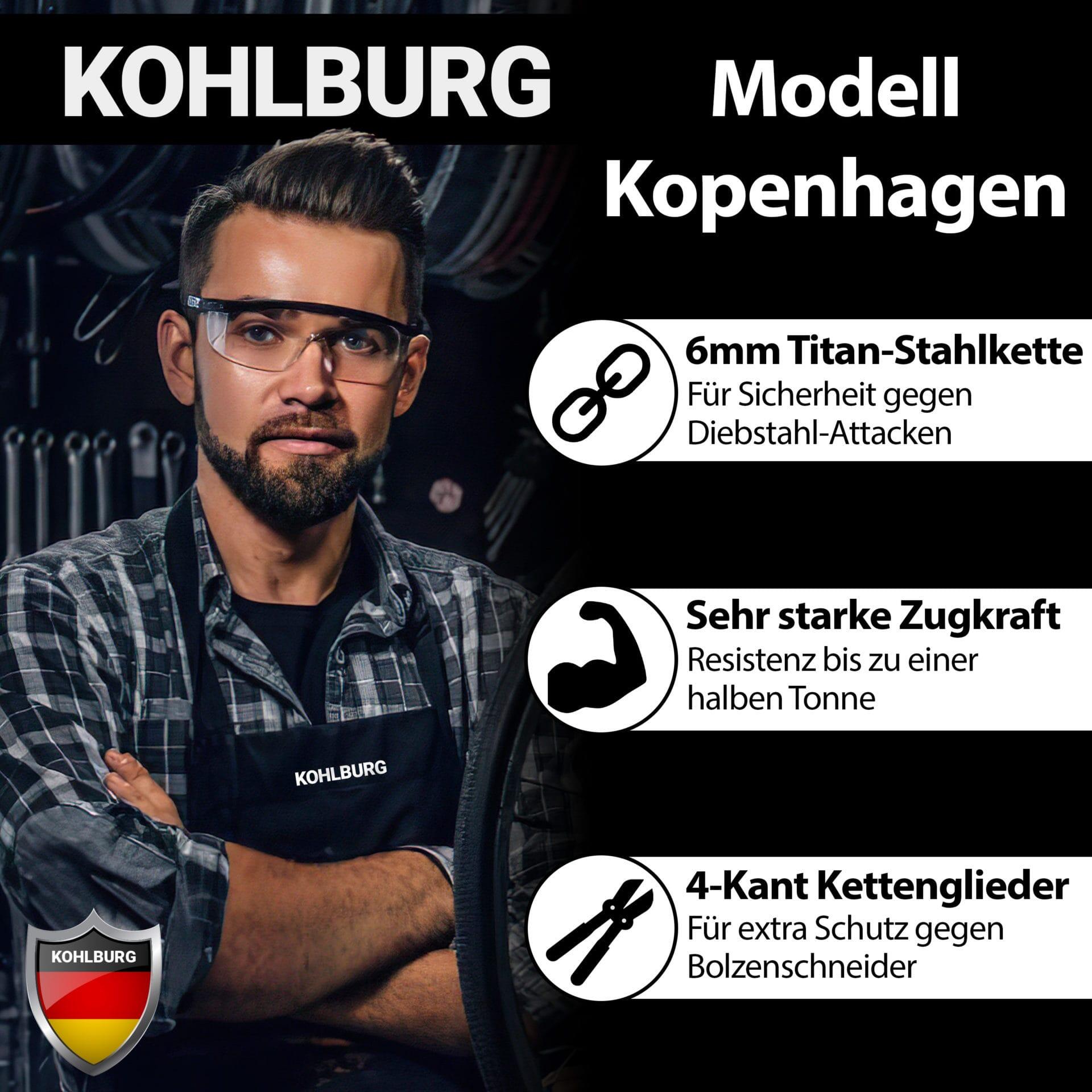 Fahrrad Kettenschloss [103cm lang, 6mm starke Titan-Stahl Kette, zuklickbar] 4/7