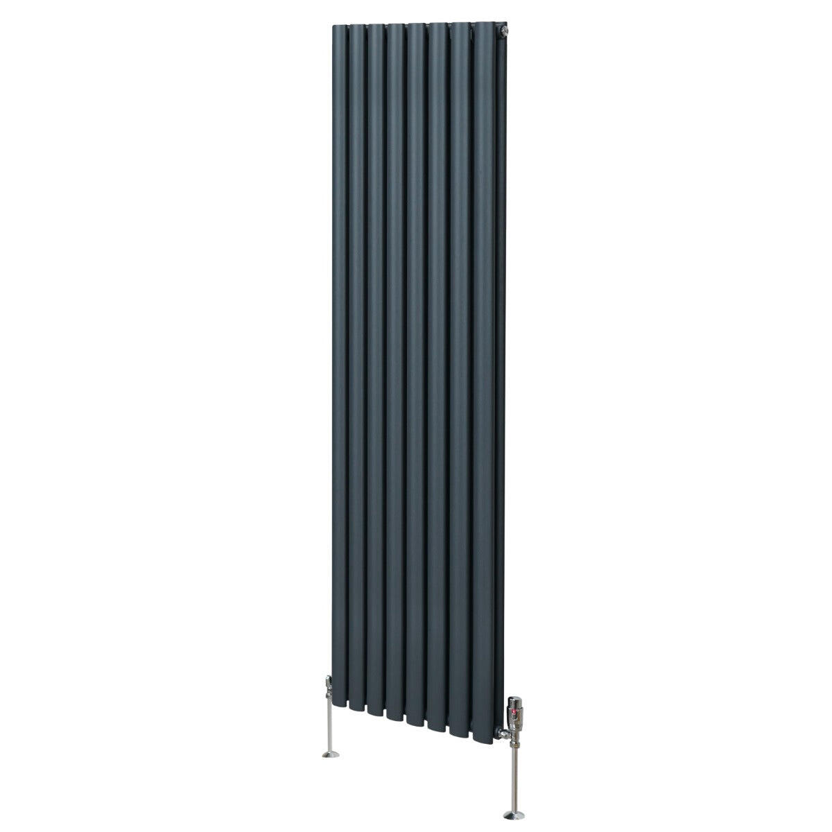 MONSTER Oval Column Radiator & Valves - 1800mm x 480mm – Anthracite Grey
