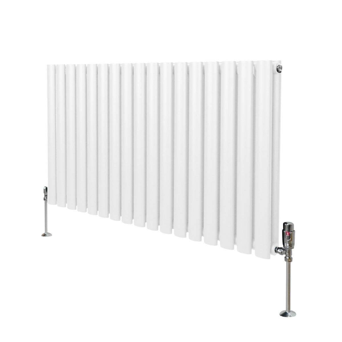 MONSTER Oval Column Radiator & Valves - 600mm x 1020mm – White
