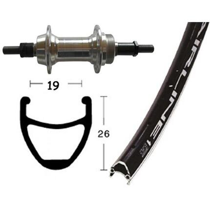 Bike-Parts Roue arrière 26 x 1,75 pouces moyeu alu argent axe fixe 36 trous R...
