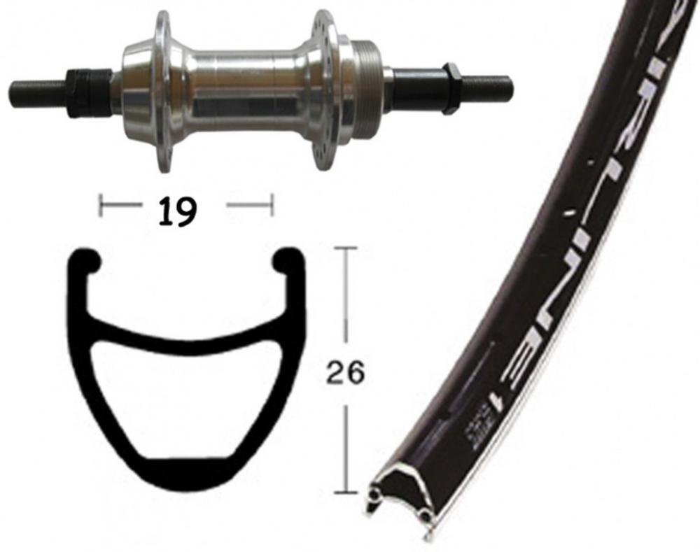 Bike-Parts Roue arrière 26 x 1,75 pouces moyeu alu argent axe fixe 36 trous R... 3/3