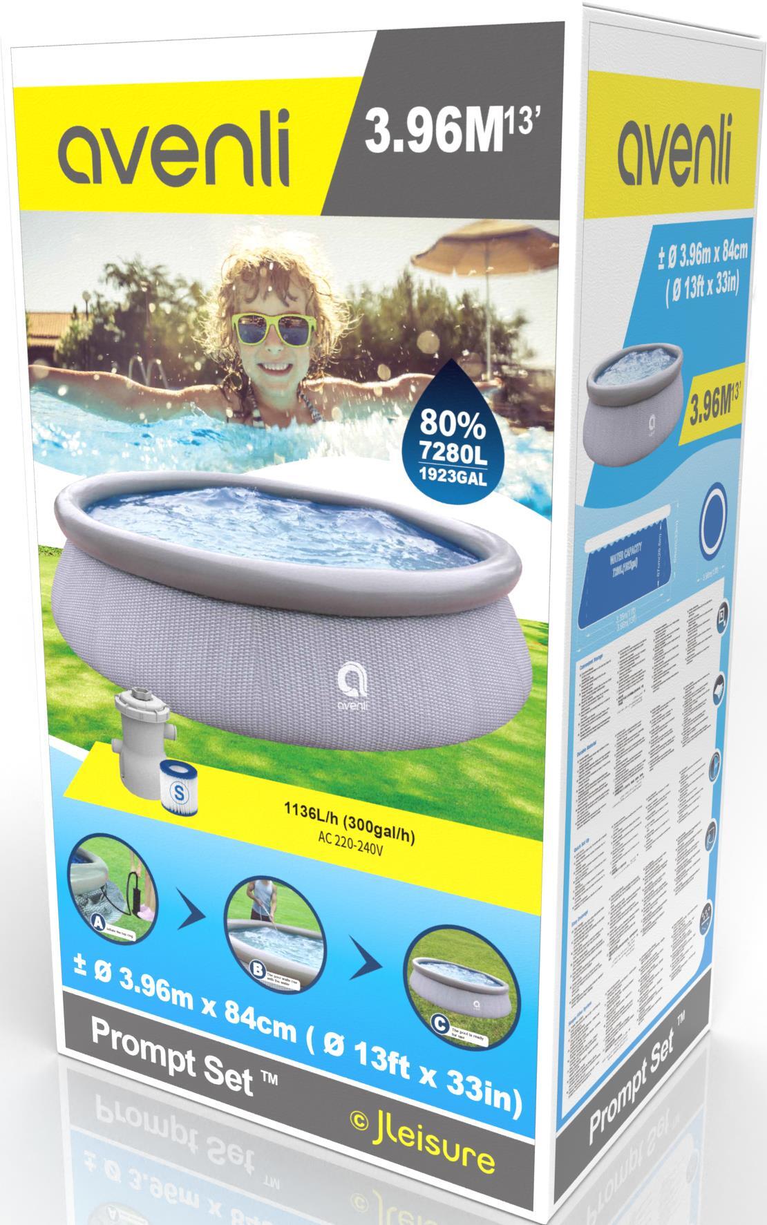 Prompt Set Pool Komplettset rund 396x84cm graue Rattanoptik mit Filterpumpe 2/6