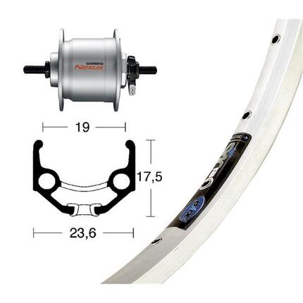 Bike-Parts roue avant 28x1.75 dynamo de moyeu DH-C3003 argenté axe plein 36...