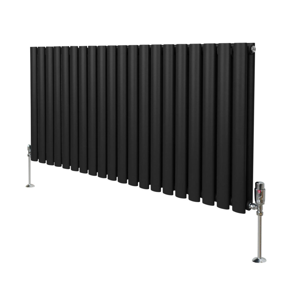 MONSTER Oval Column Radiator & Valves - 600mm x 1200mm – Black