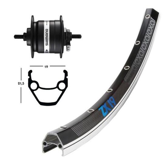 Bike-Parts Laufrad Vorderrad 26x1.75 Nabendynamo DH-C3000 schwarz Festachse 3...