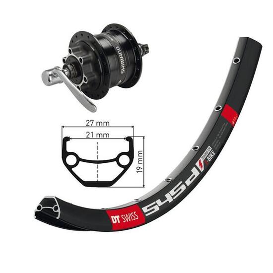 Bike-Parts Laufrad Vorderrad 26x1.90 Zoll Nabendynamo DH-3D32 6-Loch schwarz ...