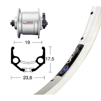 Bike-Parts Roue avant 28x1.75 moyeu-dynamo DH-C3003 argent serrage rapide...