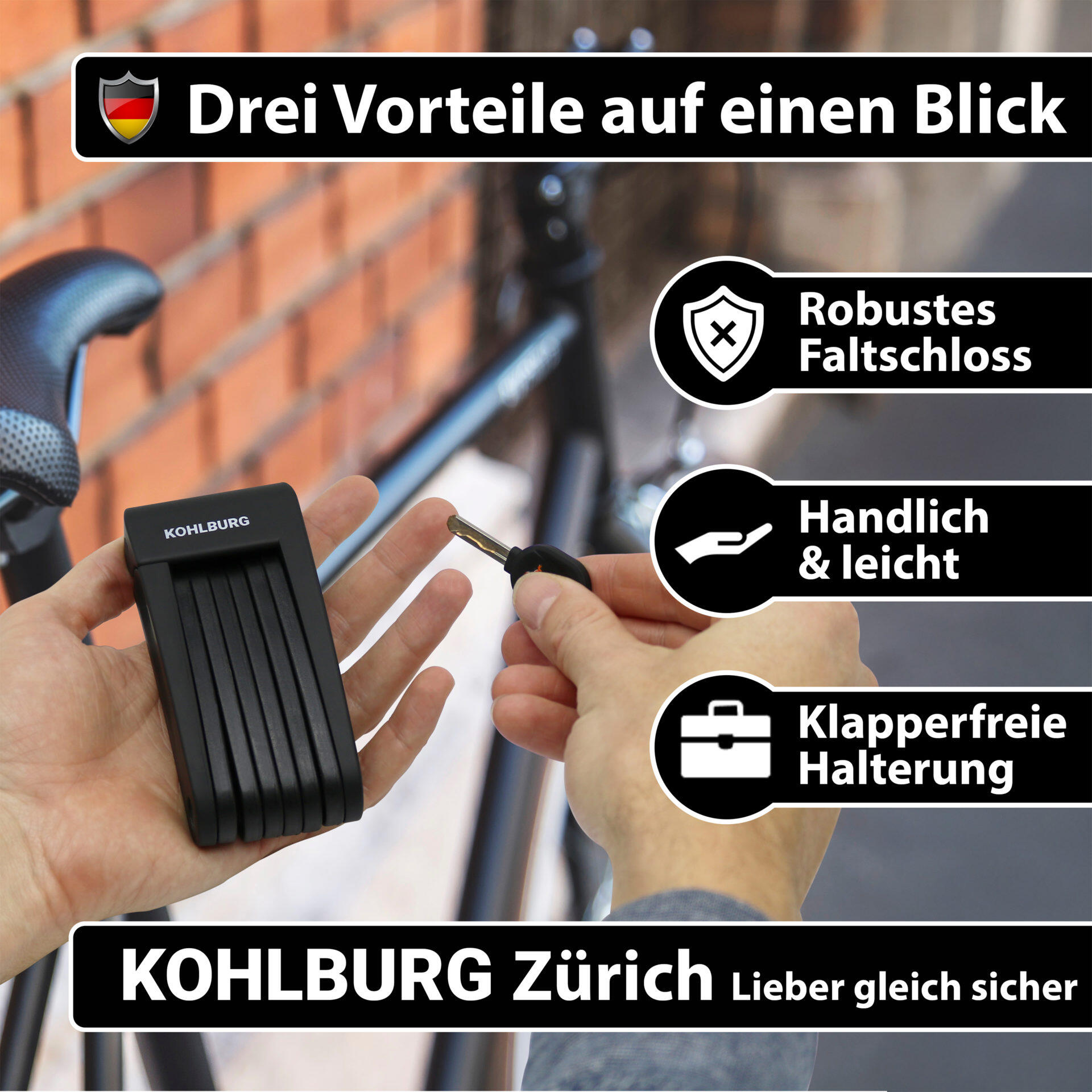 Fahrradschloss Faltschloss [klein & leicht] mit Halterung 7/7