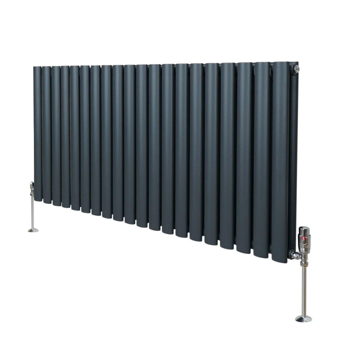 MONSTER Oval Column Radiator & Valves - 600mm x 1200mm – Anthracite Grey