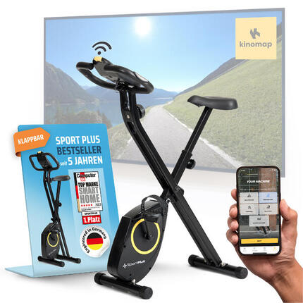 SportPlus Kompaktes Magnet X-Bike– Klappbarer Heimtrainer mit App-Kompatibilität