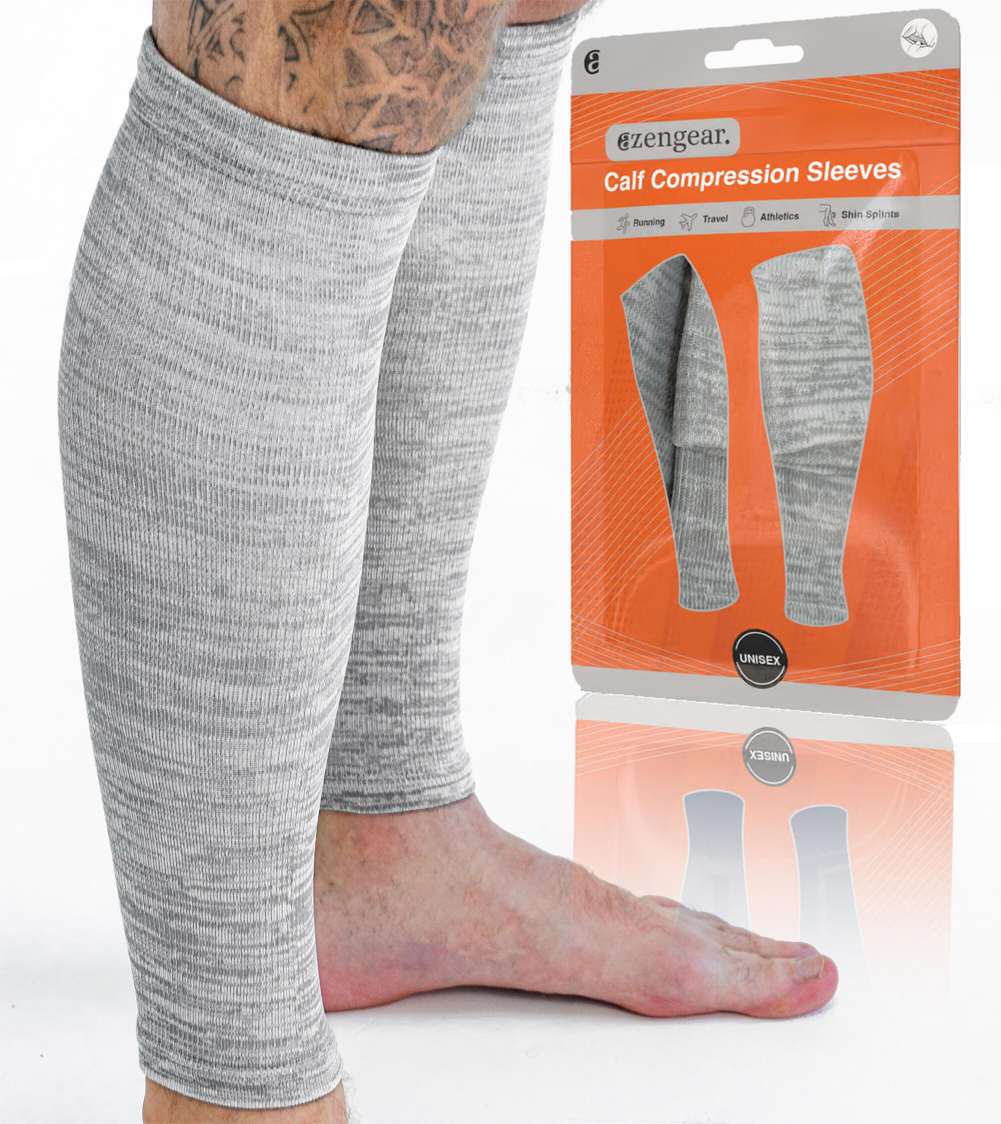 AZENGEAR Calf Support Compression Sleeves for Shin Splints (20-30 mmHg / Class 2) (Pair)