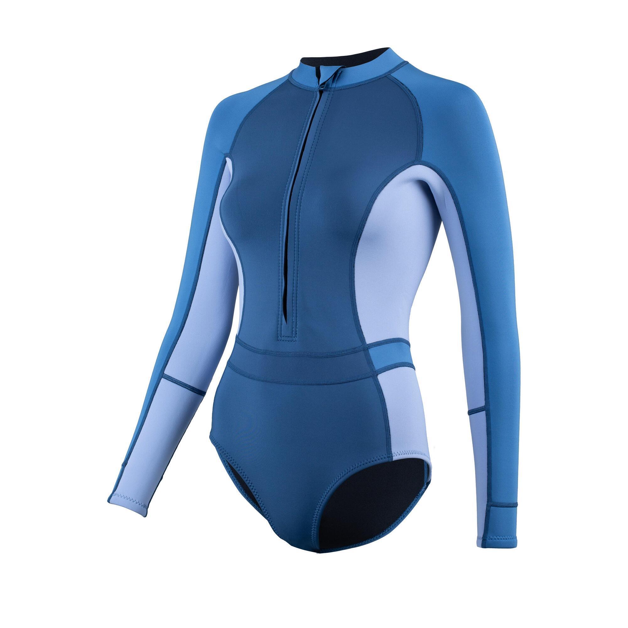 Zone3 - Combinaison Courte De Triathlon Manches Longues Femme Zone3 Yulex® - Maillot De Bain - Blanc|bleu - Decathlon