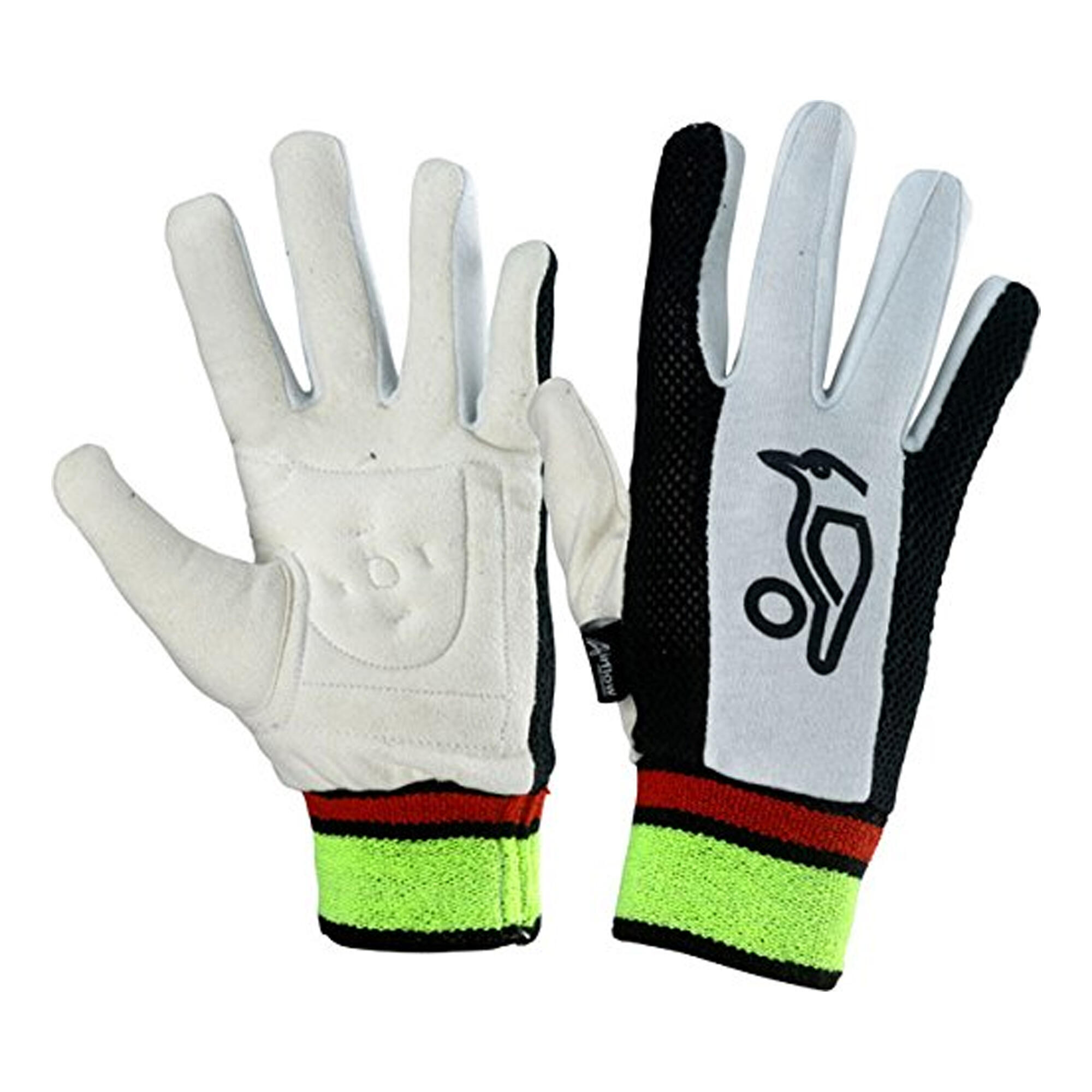 KOOKABURRA Unisex Adult Padded Chamois Wicket Keeping Inner Gloves (White/Black/Green)