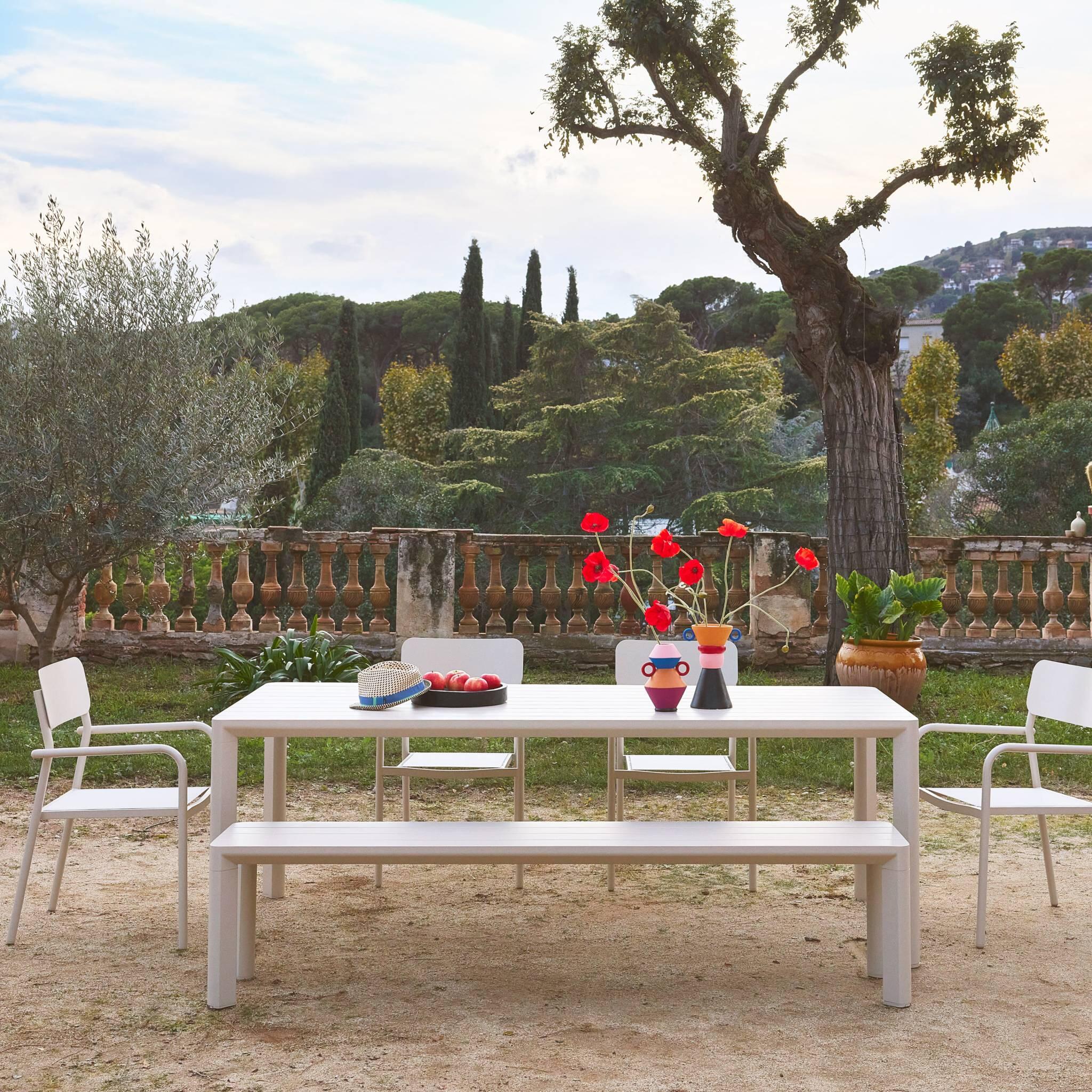 Mesa de jardim em alumínio 8 lugares, Beige 3/6