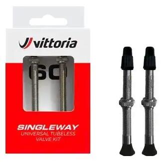 Pair of Vittoria Singleway Presta Tubeless Valves Silver