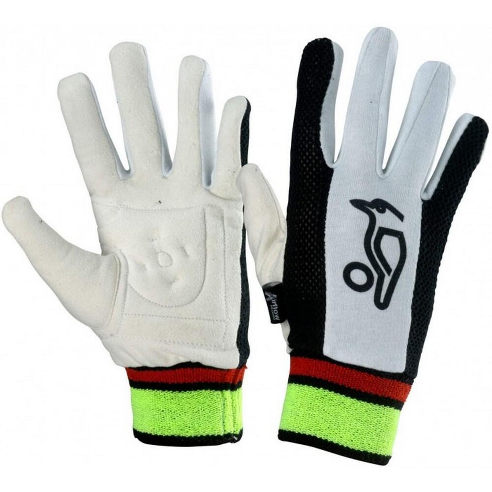 KOOKABURRA Childrens/Kids Padded Leather Wicket Keeping Inner Gloves (White/Black/Green)