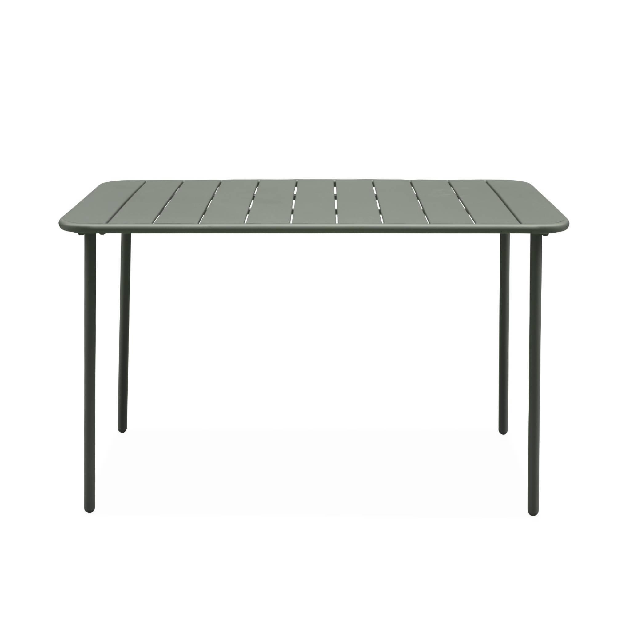Mesa de jardín bistró de acero, 4 plazas, 120cm, Verde kaki 5/6