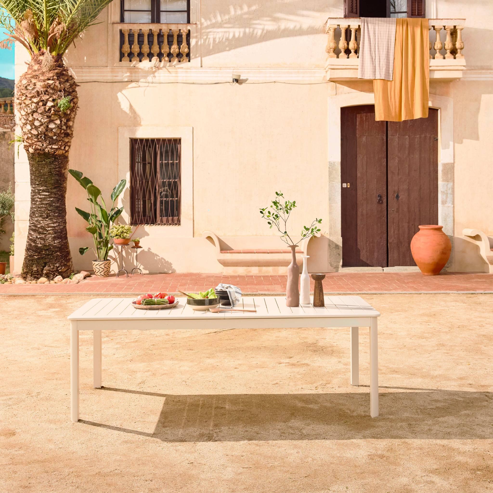 Tavolo da giardino allungabile in alluminio, 10 posti, Beige 2/6