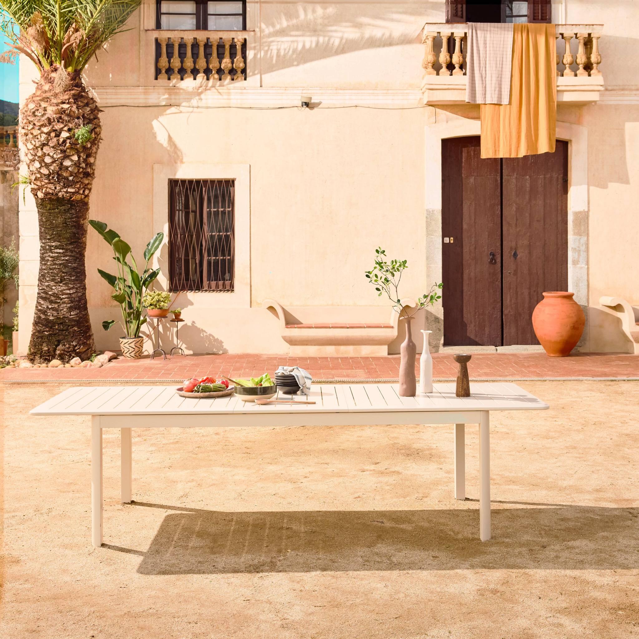 Tavolo da giardino allungabile in alluminio, 10 posti, Beige 3/6