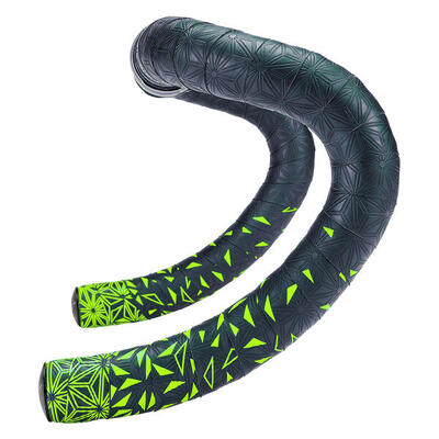 Supacaz stuurlint - super sticky kush star fade - neon geel + black star plugz