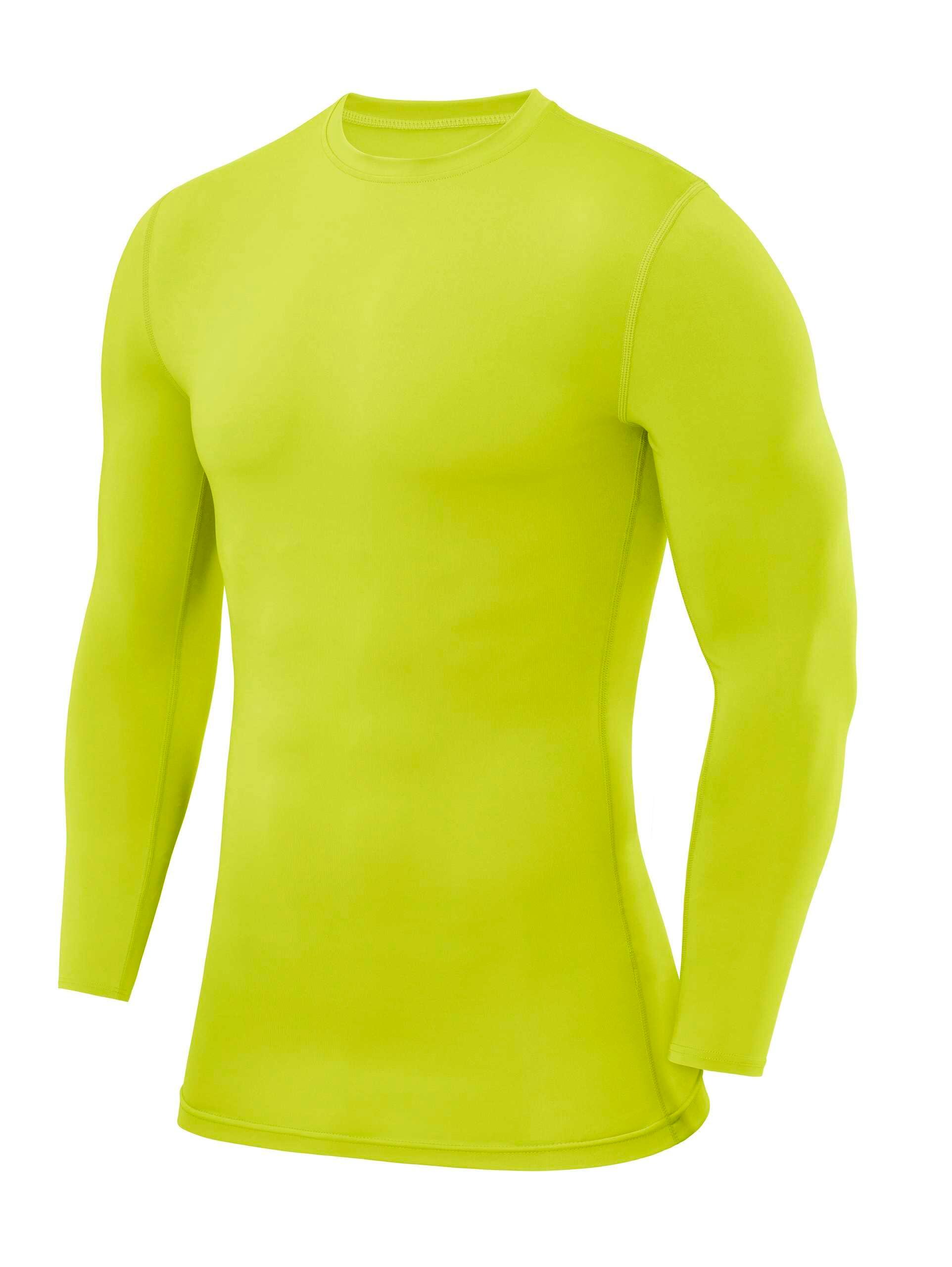 POWERLAYER Camiseta de Compresion Manga Larga con Cuello Redondo para Hombre