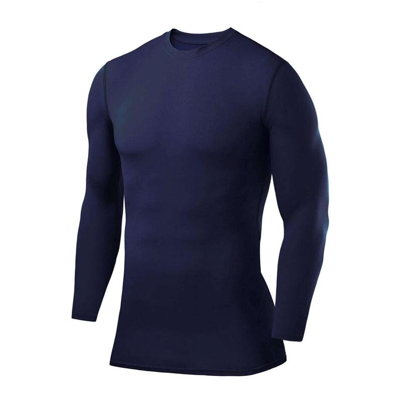 Haut de compression thermique à manches longues et col court pour homme